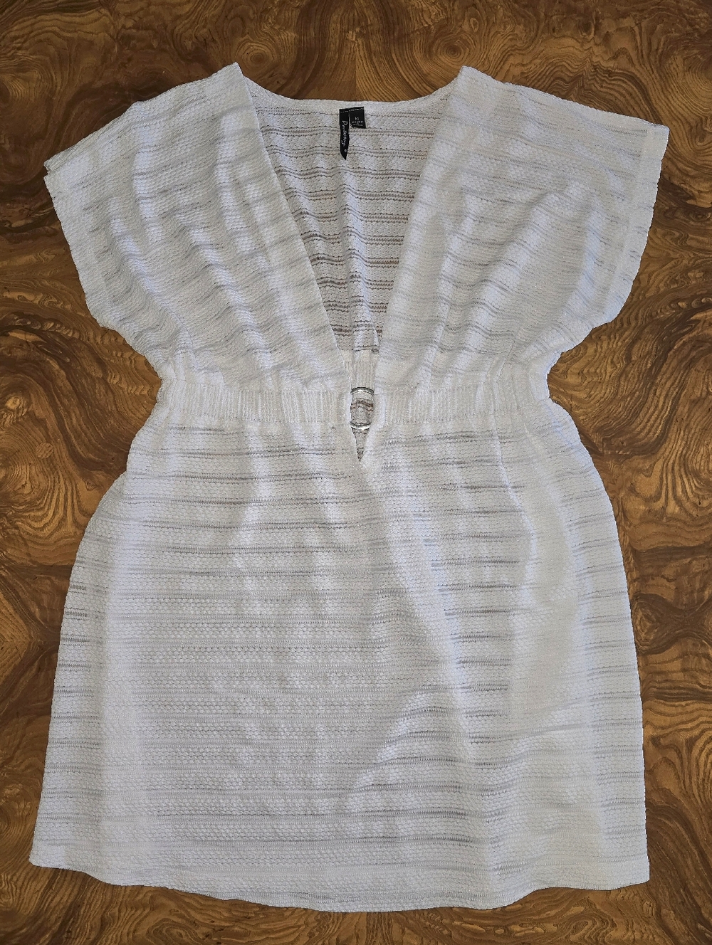 Portocruz White Textured Ring Detail Beach Cover-Up Dress Womens Size M